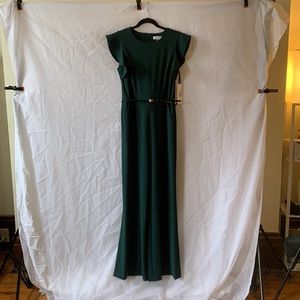 NWT Calvin Klein jumpsuit Christmas green size 10 removable waist belt